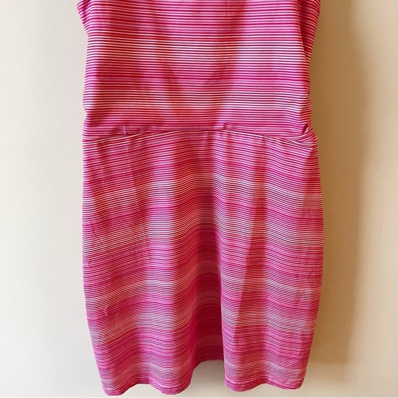 Tehama Pink Striped Racerback Mini Dress Athletic Sleeveless Size Medium - Picture 3 of 8